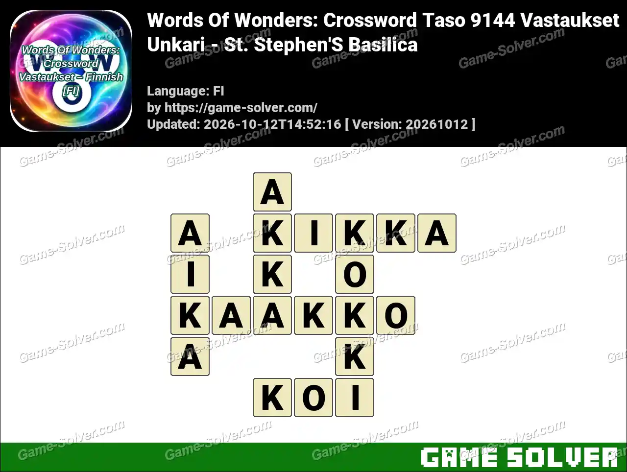Words Of Wonders: Crossword Taso 9144 Vastaukset – Unkari – St. Stephen’S Basilica
